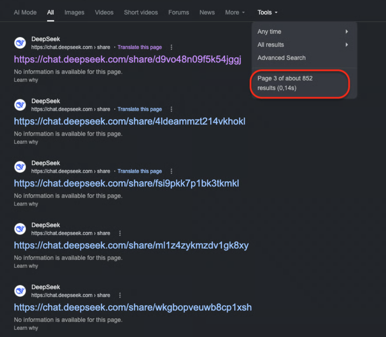 Google показал чужие чаты DeepSeek: как ваши переписки могли оказаться в поиске